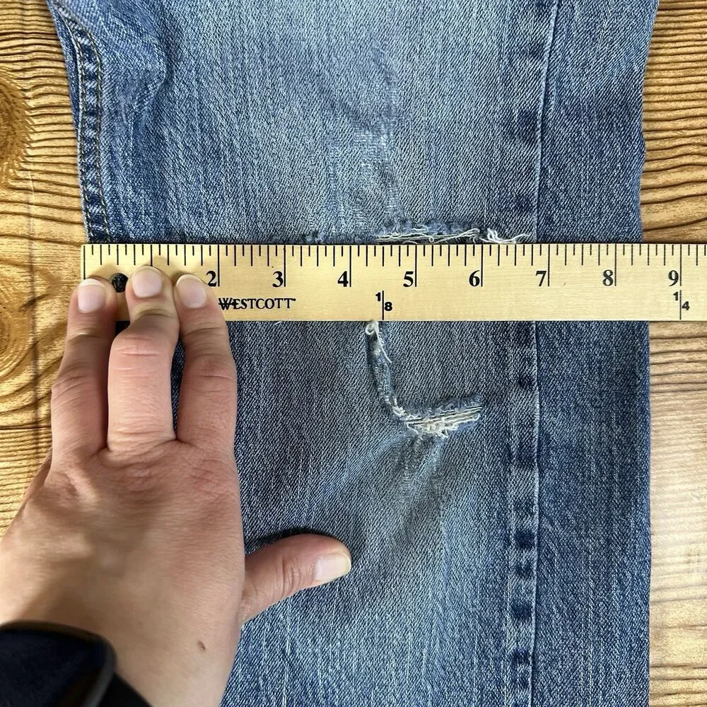 Levis 505 Jeans Mens 32x32 Blue Regular Straight Mid Rise Dark Wash Denim‎